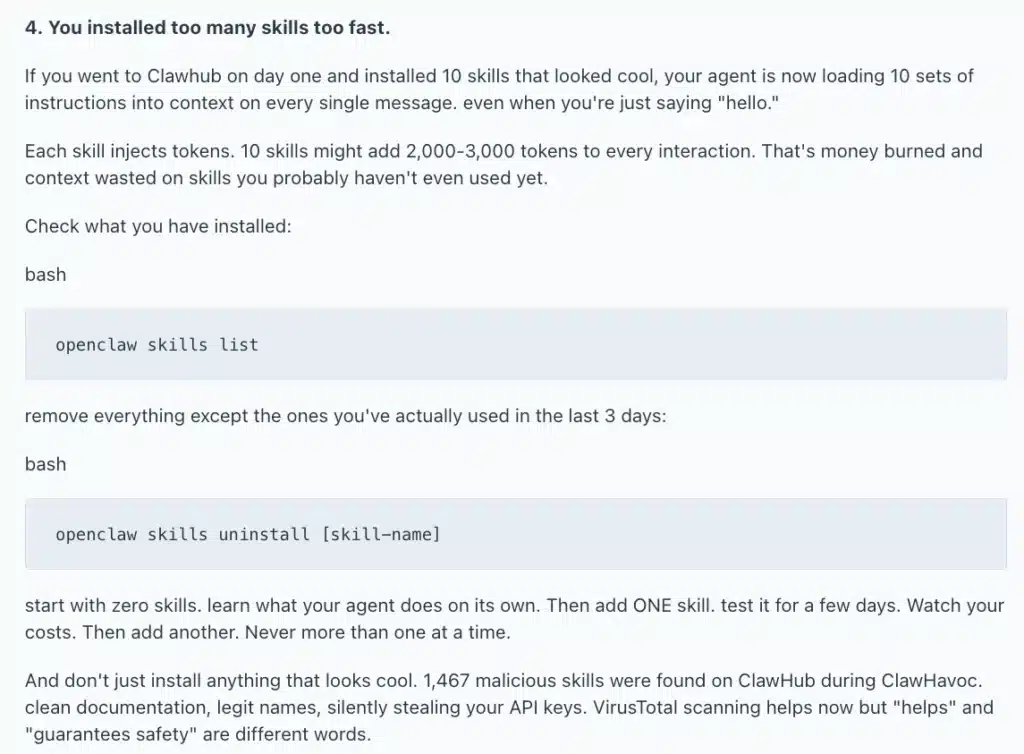 Avoid Installing Too Many Skills Too Early