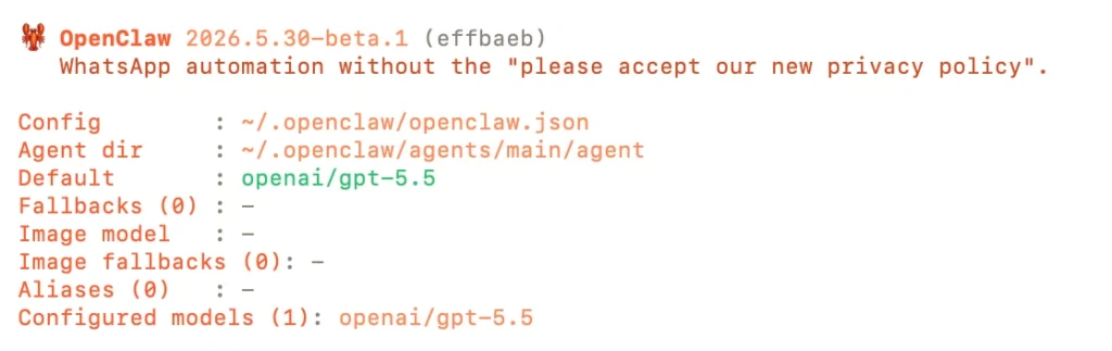 openclaw models status