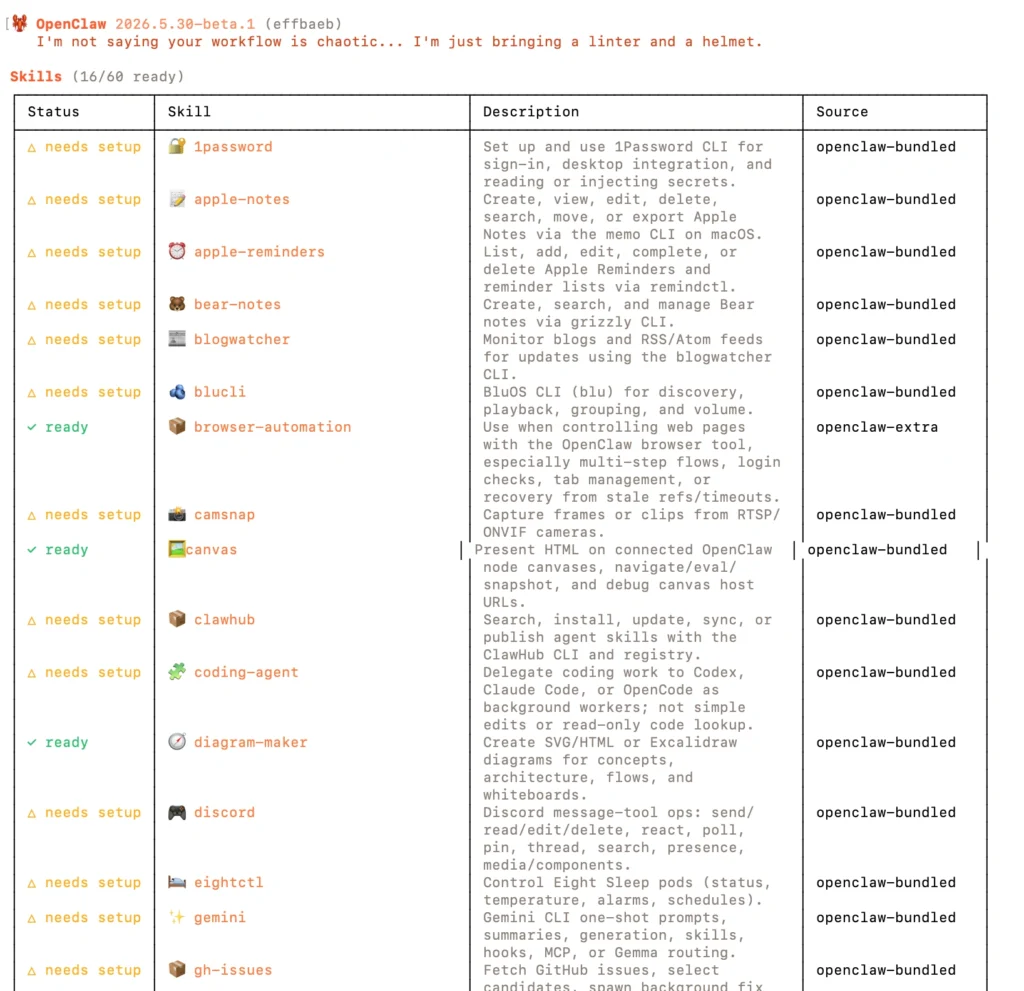 OpenClaw skills config