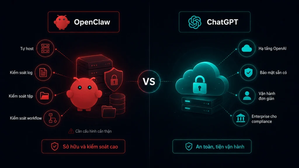 So sánh OpenClaw và ChatGPT về tính bảo mật