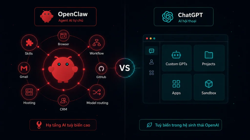 So sánh OpenClaw và ChatGPT về khả năng tùy biến