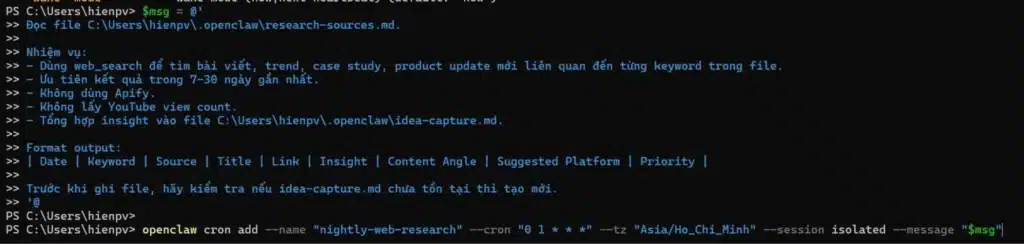 Ví dụ về Cronjob