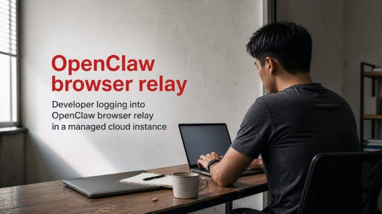 Developer logging into OpenClaw browser relay in a managed cloud instance
