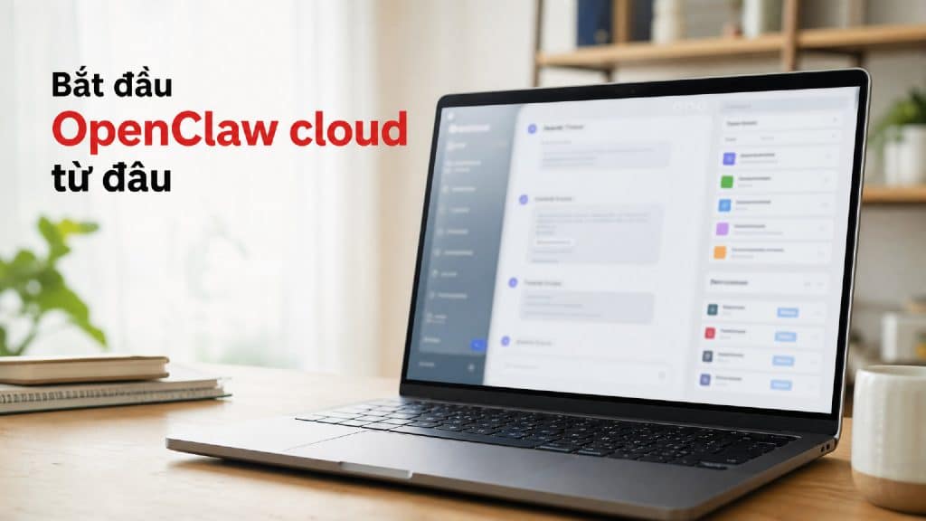 Màn hình OpenClaw cloud đang mở trên laptop