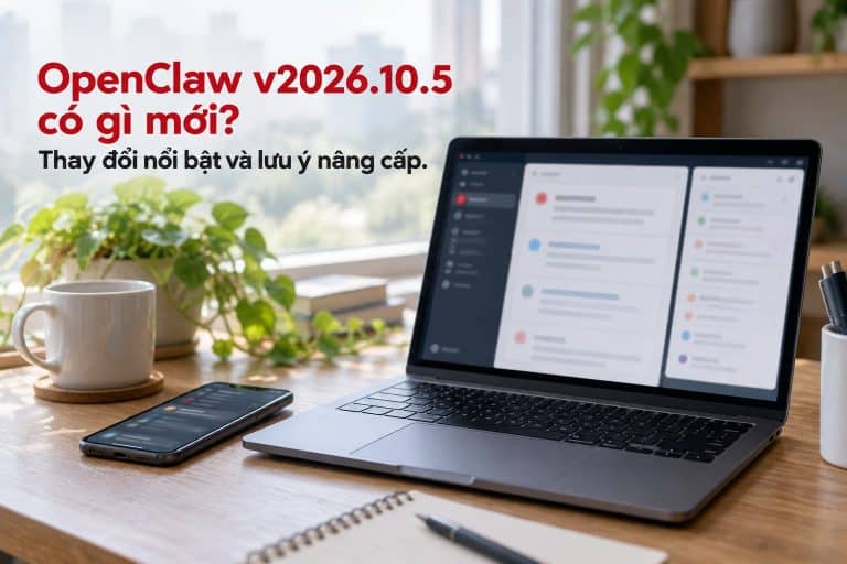 Giao diện ghi chú phát hành OpenClaw trên laptop